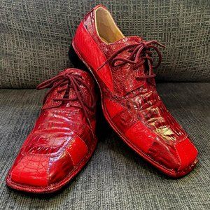 Expressions 19507 Mens Red Dress Shoes Faux Alligator ~ Christmas/Holiday